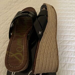 Sam Edelman Black Platform Sandals with Espadrille Wedge